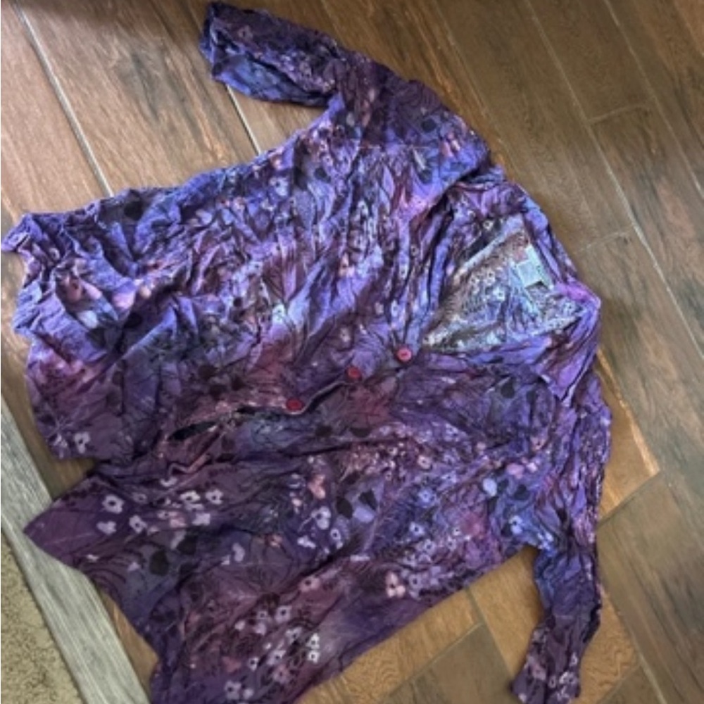Purple Floral Lightweight Women's Button Cardigan - Picture 1 of 3